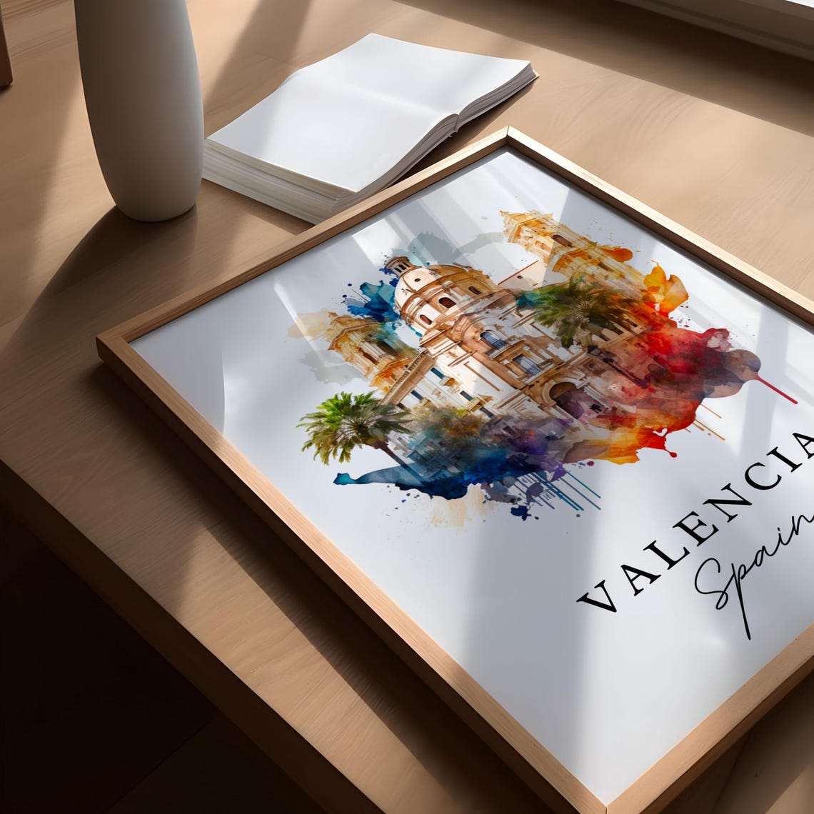 Valencia Spain Travel Poster, Custom Text Art Print - Image 5