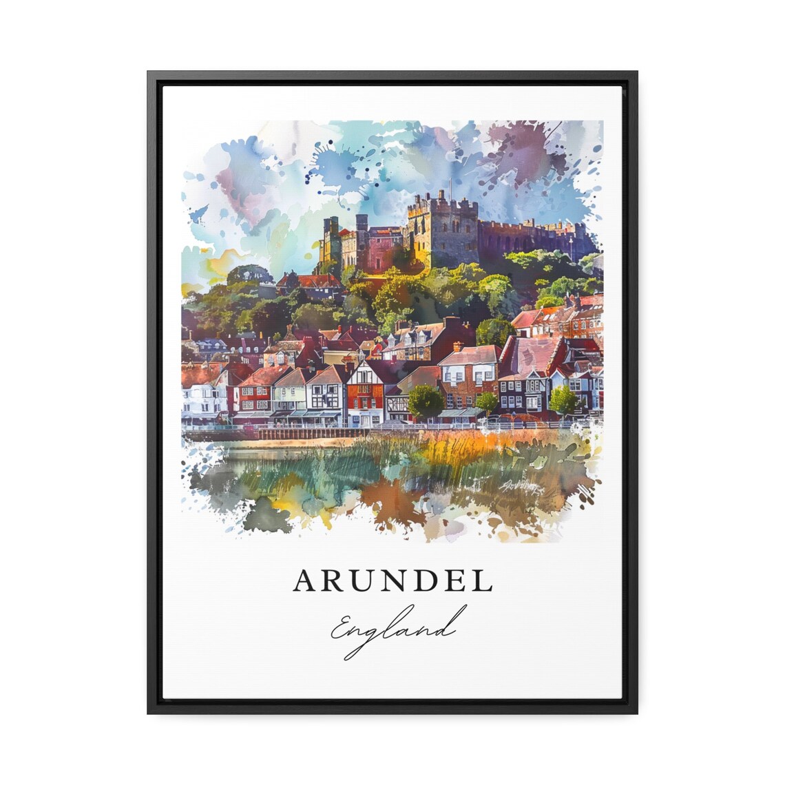 Arundel England Castle Rising Above Old Town Watercolor Poster - Image 3