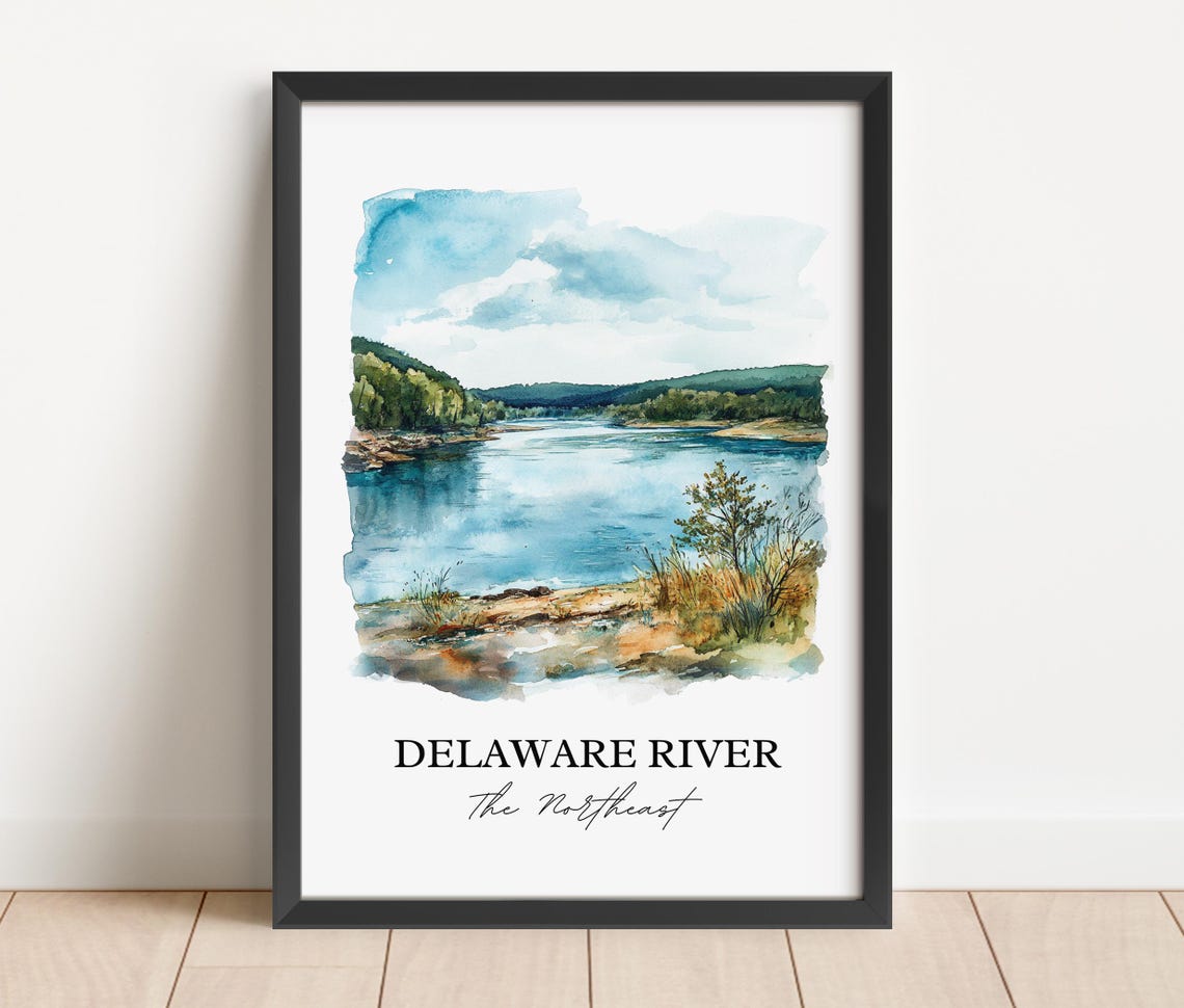 Delaware River The Northeast Rolling Hills Watercolor River Poster - Image 4