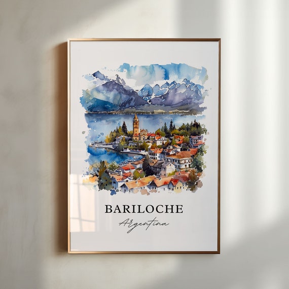 Bariloche Wall Art Print Watercolor Argentina Gift Travel Poster Housewarming
