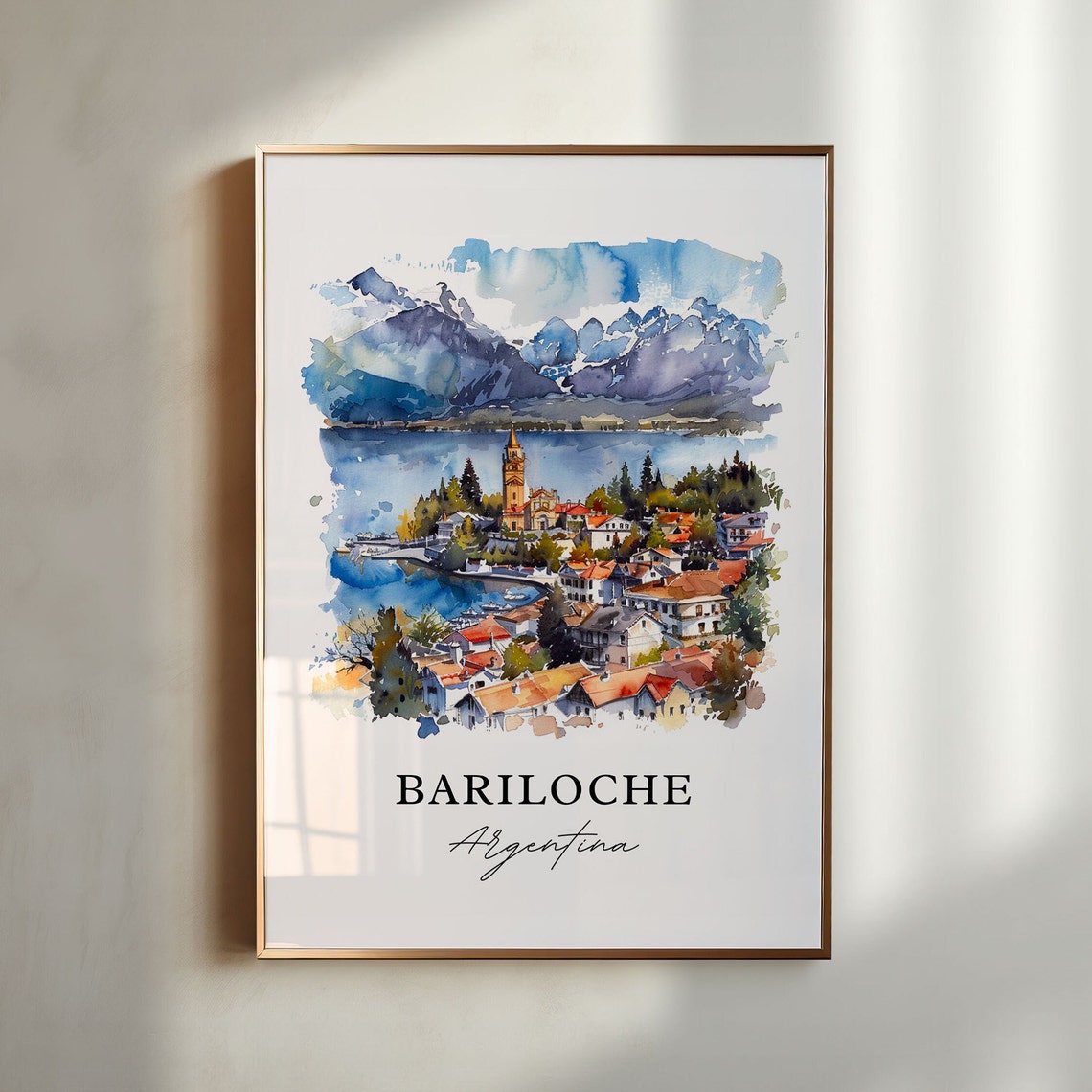 Bariloche Wall Art Print Watercolor Argentina Gift Travel Poster Housewarming