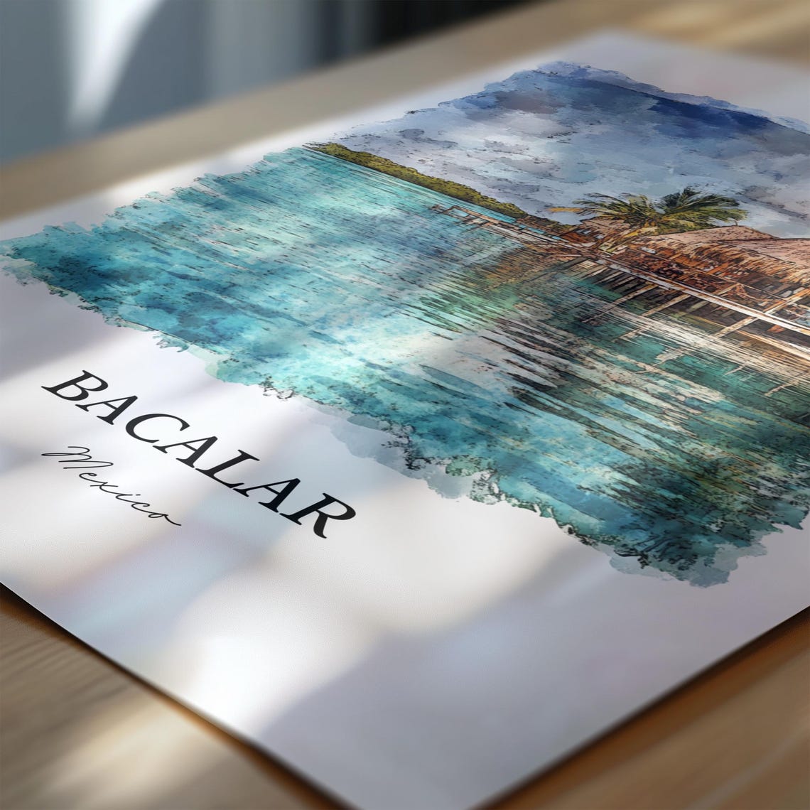 Bacalar Mexico Wall Art Lake Print Watercolor Gift Travel Poster Housewarming - Image 6