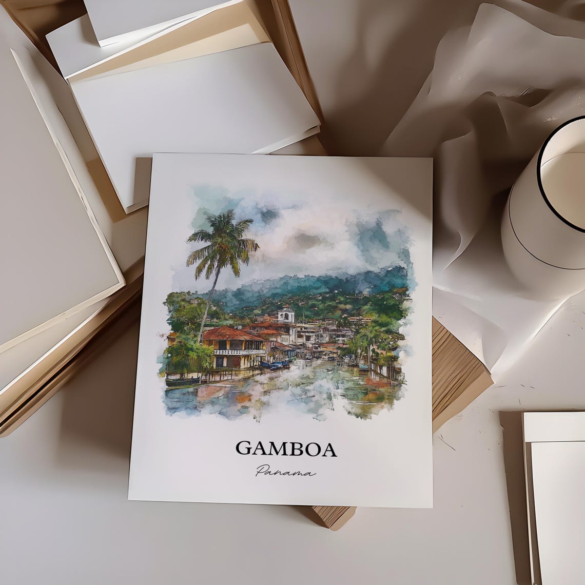 Gamboa Wall Art Panama Print Watercolor Gift Travel Poster Housewarming - Image 4