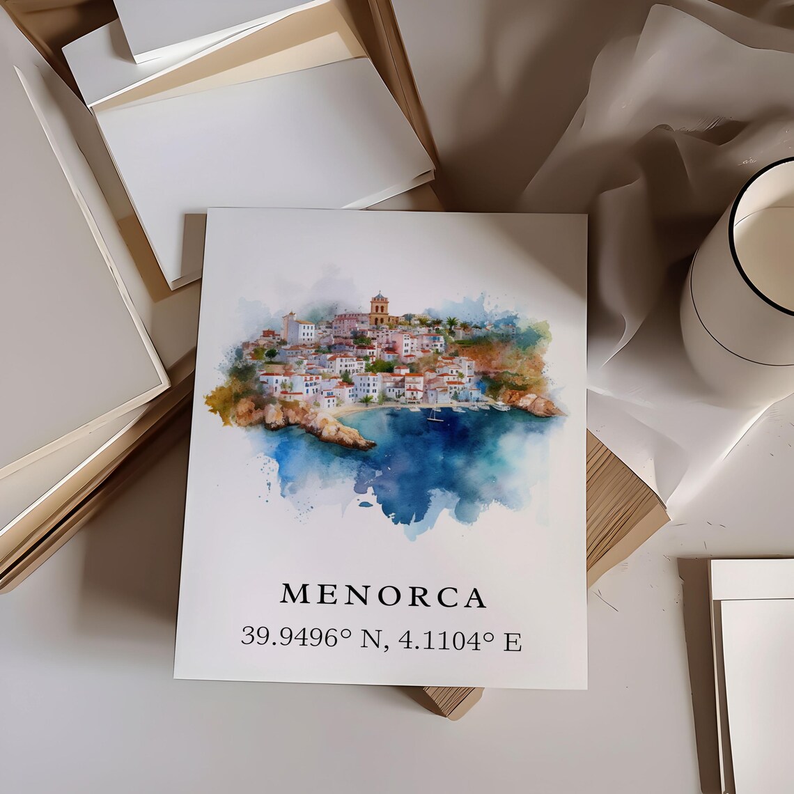 Menorca Spain Balearic Island Coast Watercolor Travel Poster - Image 6