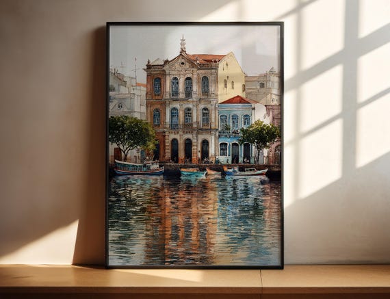 Recife Brazil Watercolor Travel Poster Art Print