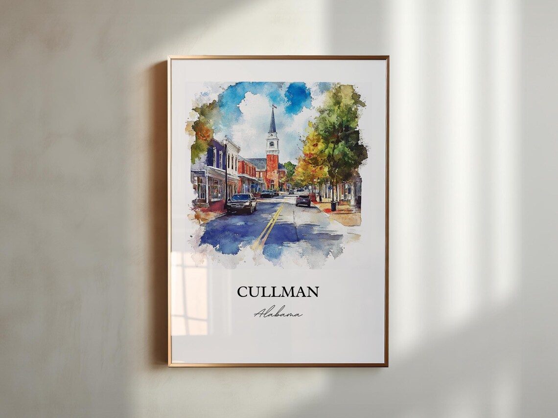Cullman, Alabama Watercolor Travel Poster Print - Image 3