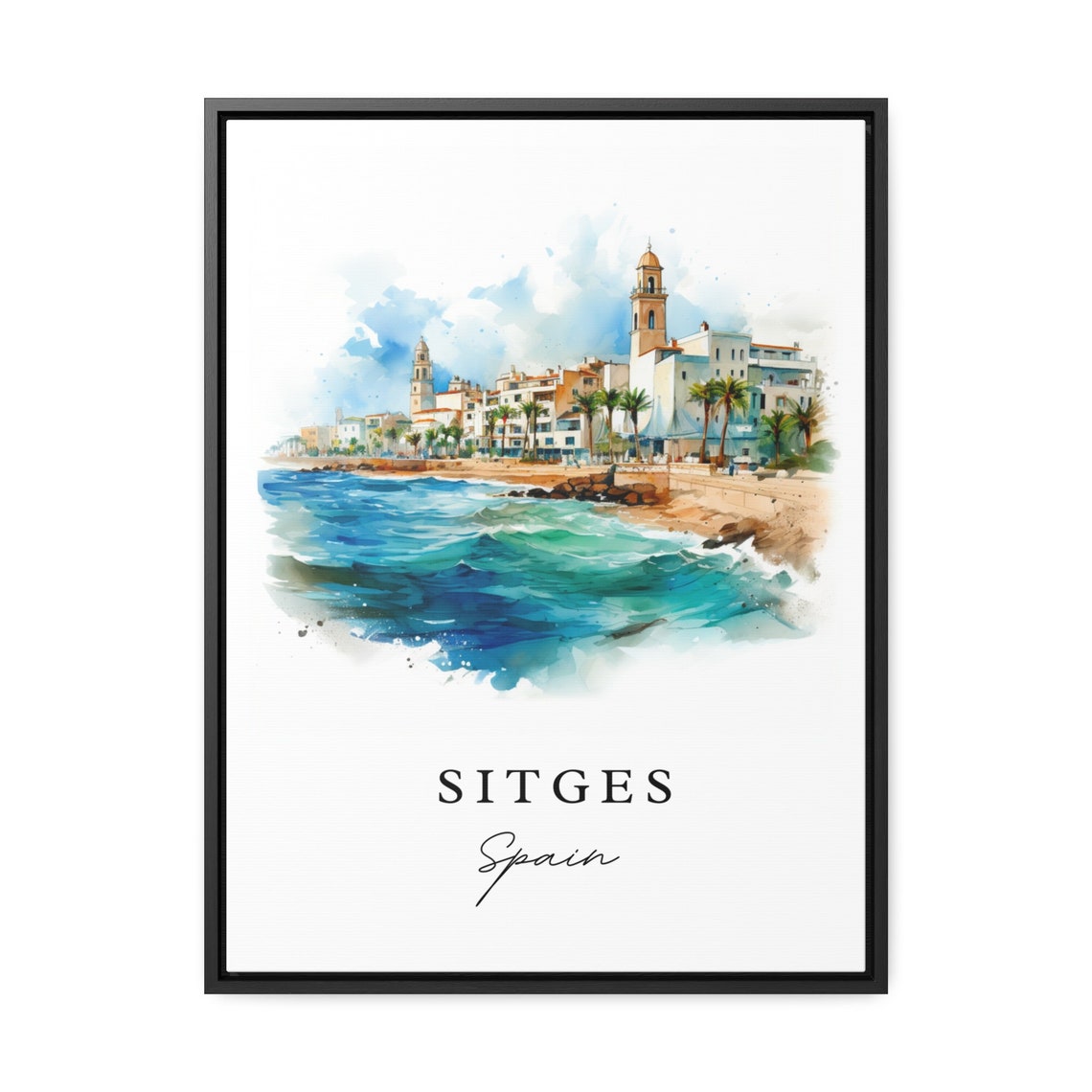 Sitges Spain Travel Poster, Custom Text Art Print - Image 3