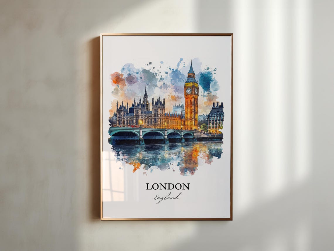 Big Ben England Watercolor Travel Poster, London - Image 4