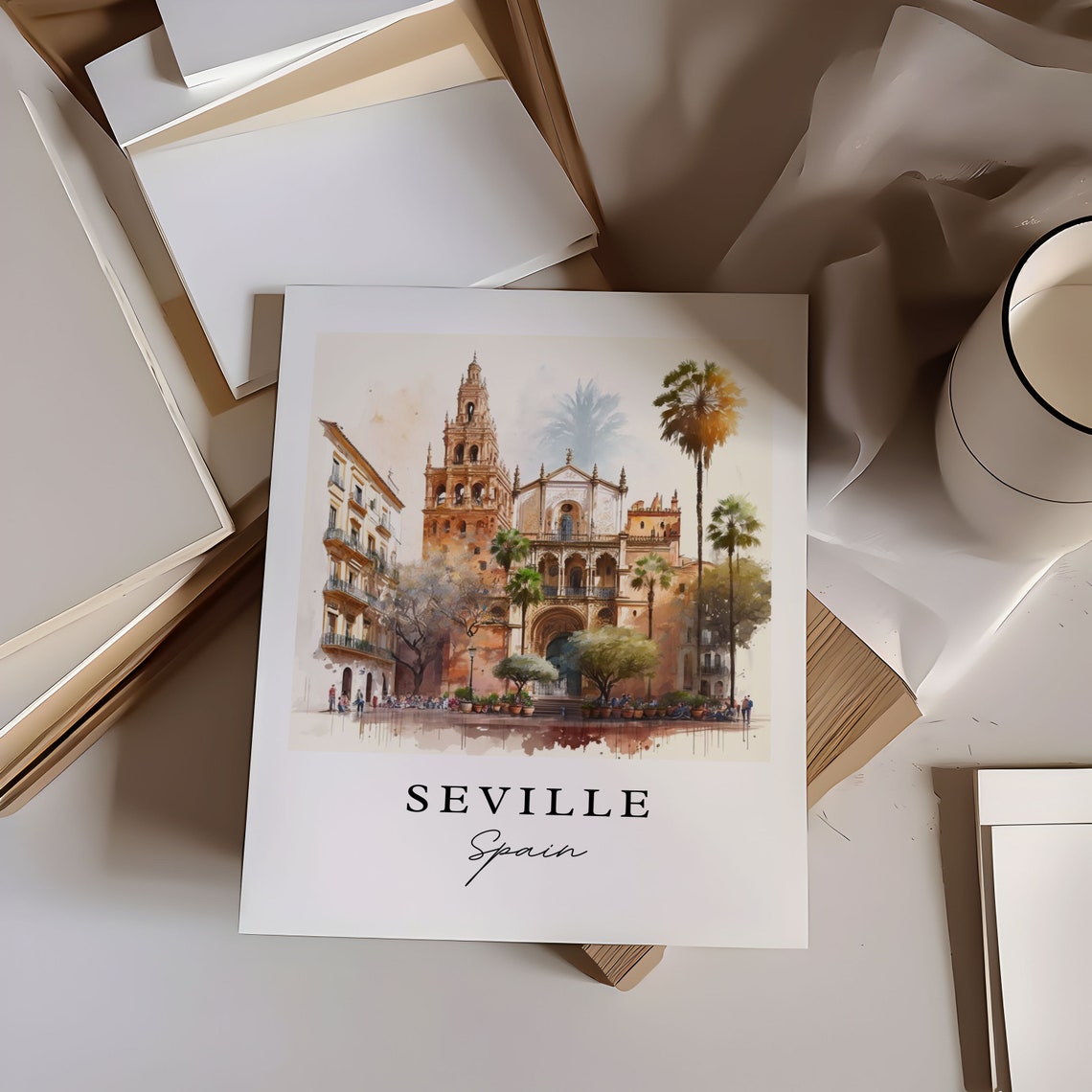 Seville Spain Travel Poster, Custom Text Personalized - Image 6