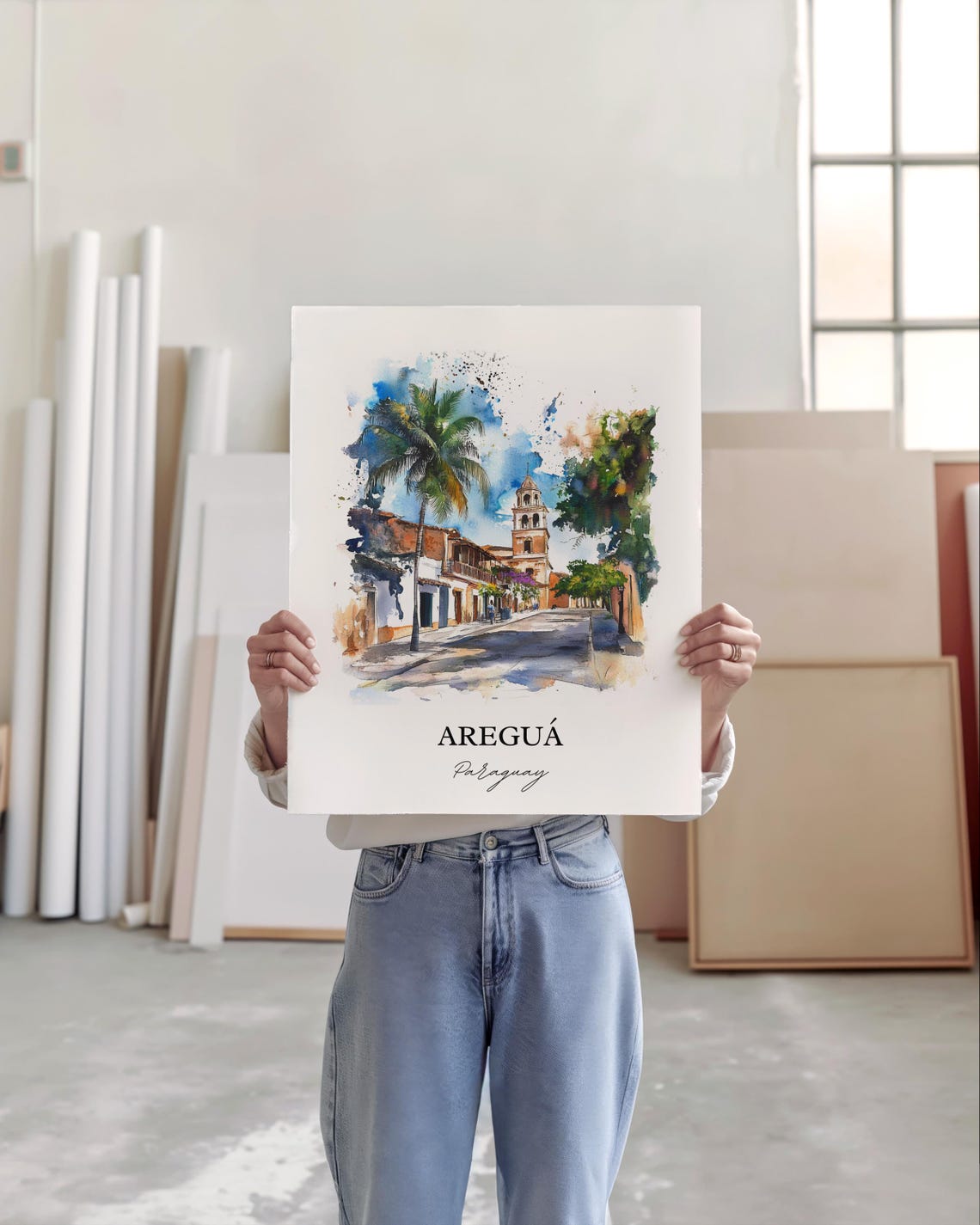 Aregu Paraguay Wall Art Print Watercolor Gift Travel Poster Housewarming - Image 4