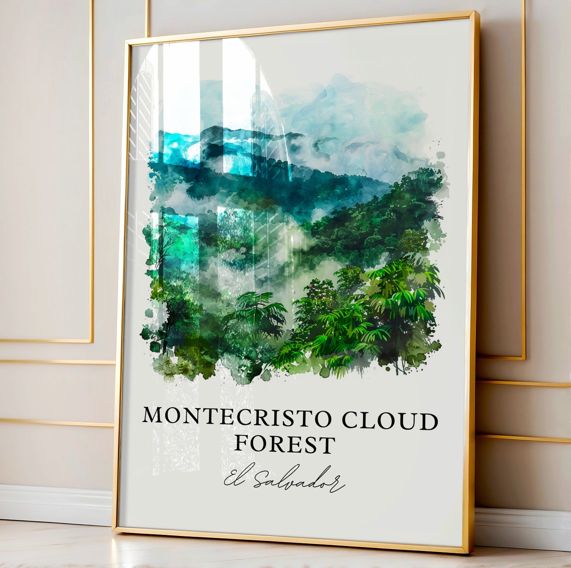 Montecristo Cloud Forest El Salvador Misty Watercolor Landscape Poster - Image 4