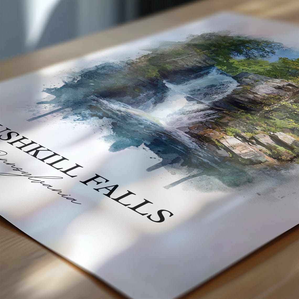 Bushkill Falls Pennsylvania Poconos Waterfall Watercolor Travel Poster - Image 6