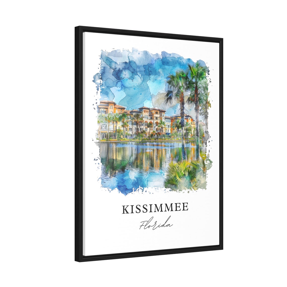 Kissimmee Florida Waterfront Palms Resort Watercolor Travel Poster - Image 2