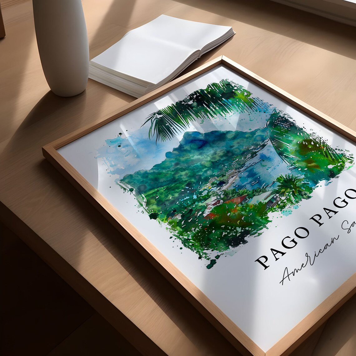 Pago Pago American Samoa Watercolor Harbor Island Travel Poster - Image 5