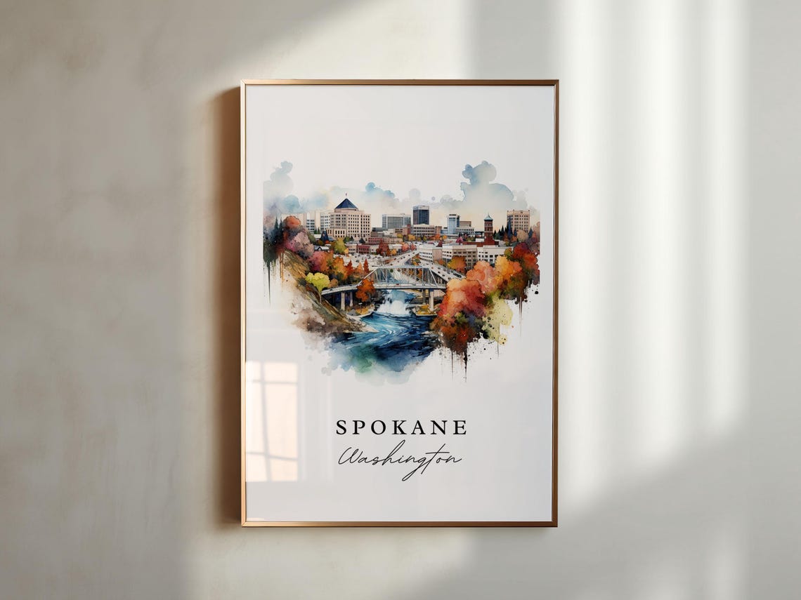 Spokane WA Personalized Washington Art Print - Image 4