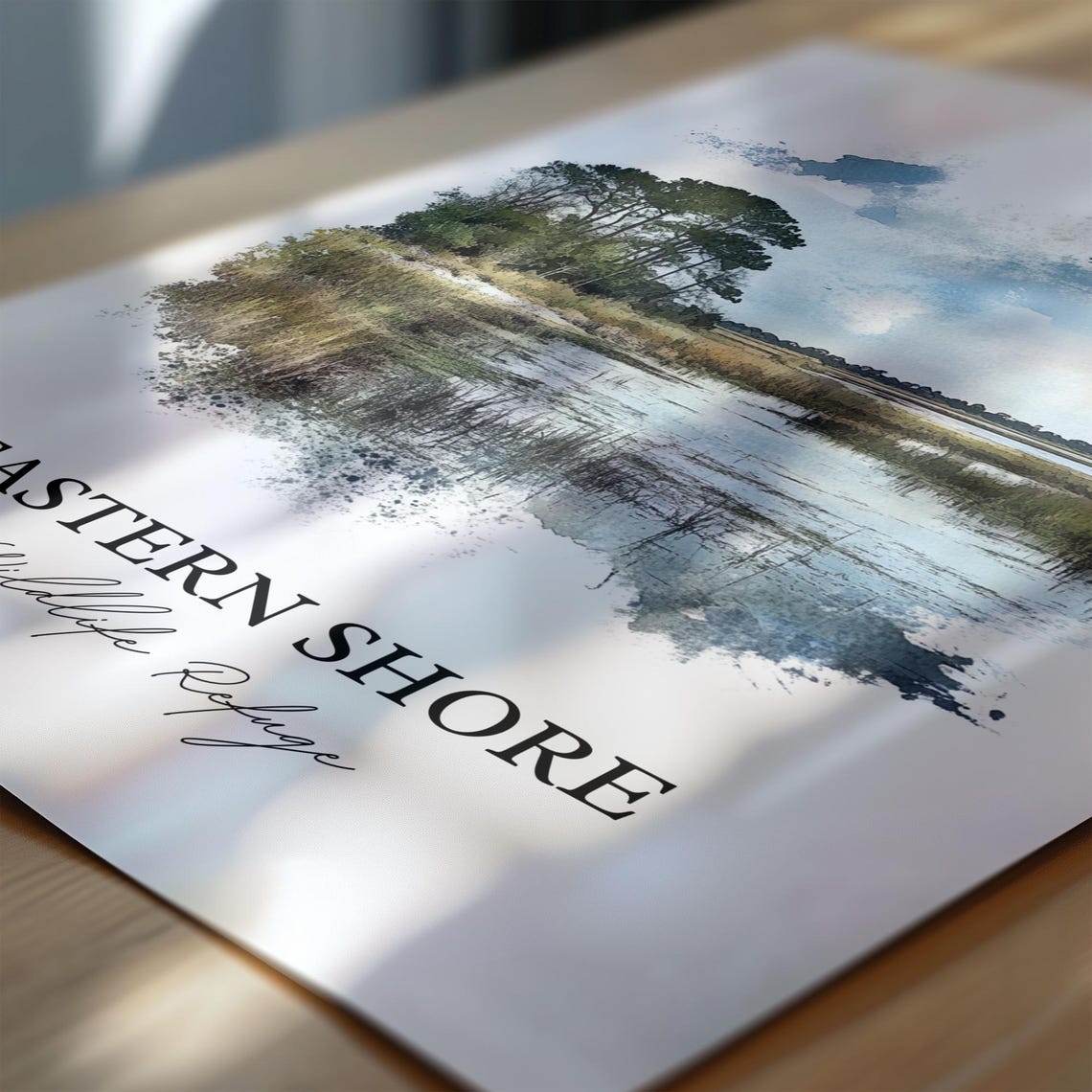Eastern Shore Wildlife Refuge Marsh Wetland Watercolor Poster - Image 6