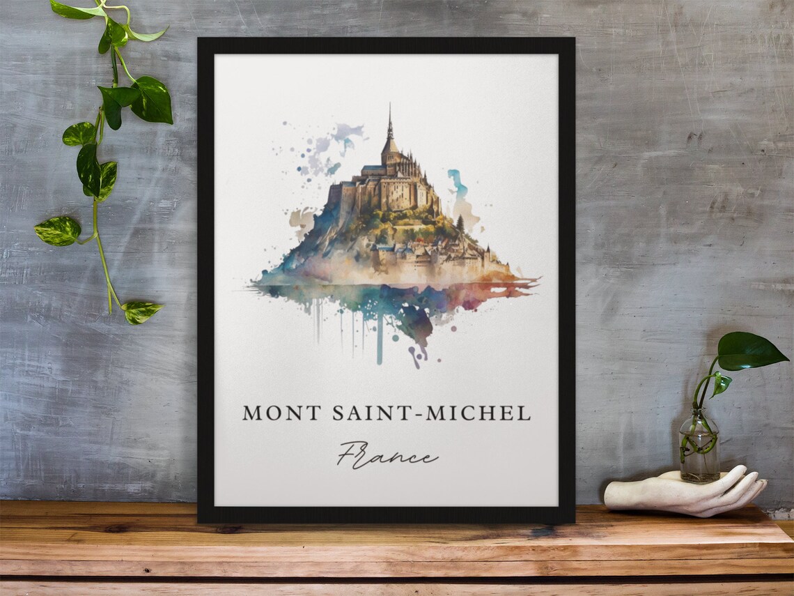Mont Saint-Michel France Abbey Island Watercolor Travel Poster - Image 3