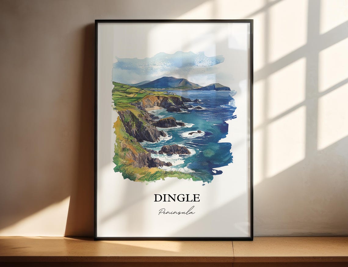Dingle Peninsula Dunmore Ireland Watercolor Travel Poster