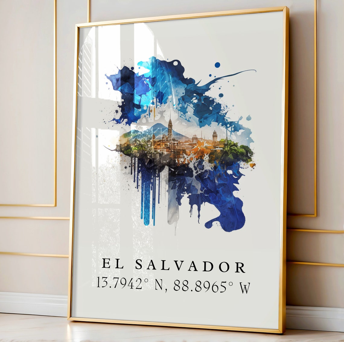 El Salvador Watercolor Travel Poster, Central America - Image 4