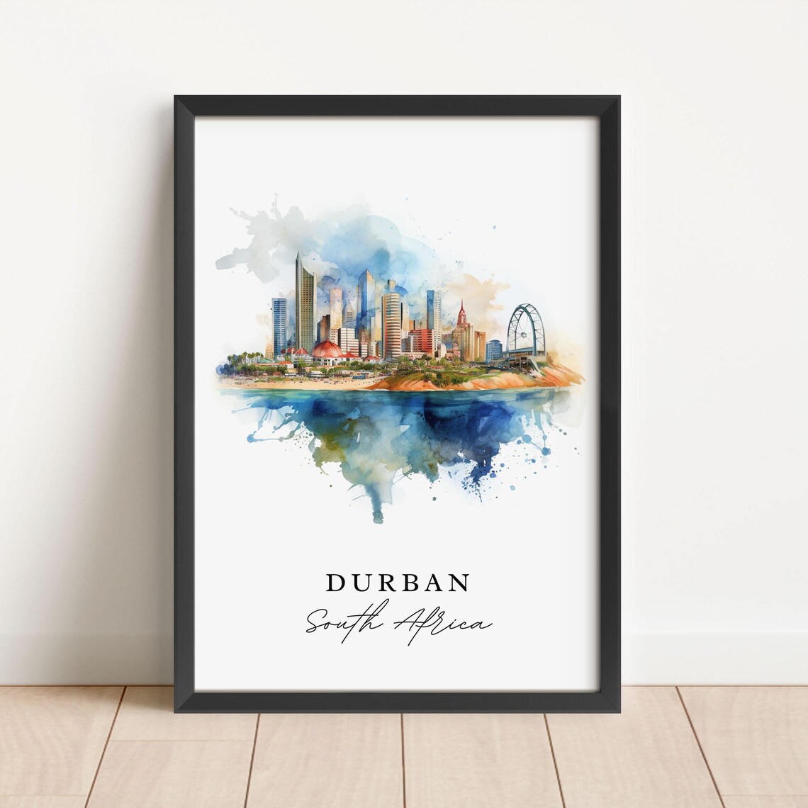 Durban South Africa Travel Poster, Custom Text