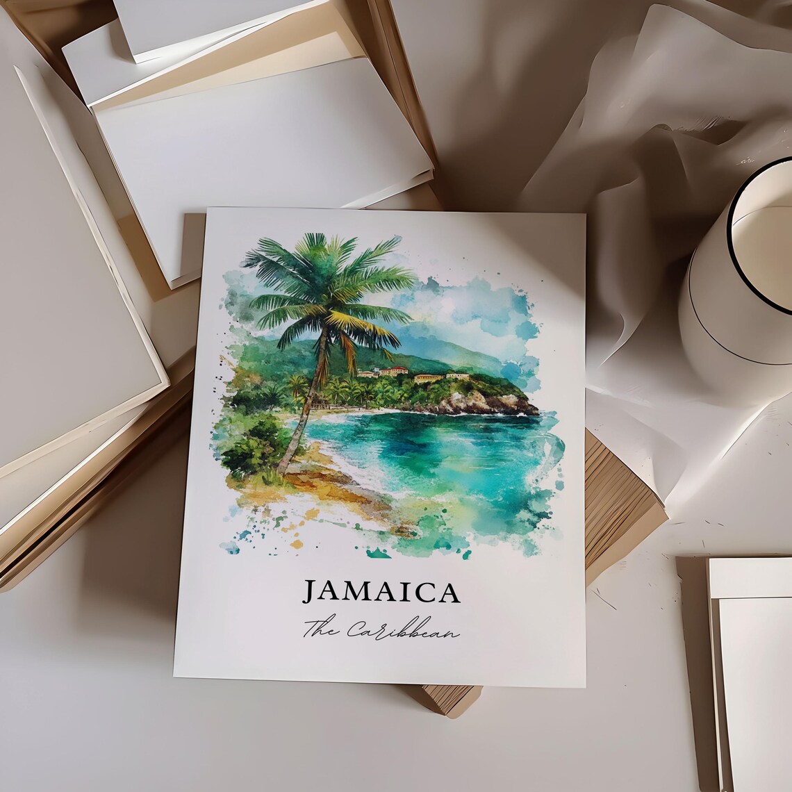 Jamaica Watercolor Travel Poster, Island Art Print - Image 3