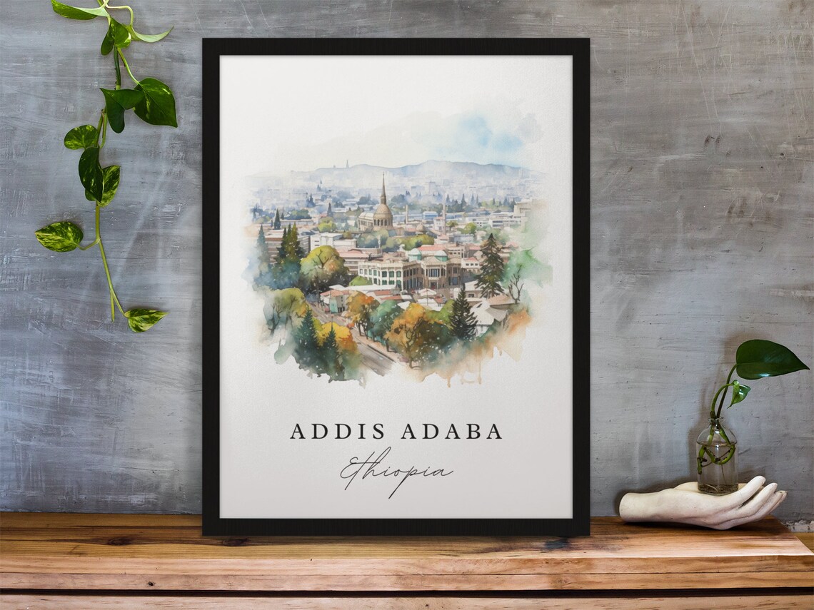 Addis Ababa Watercolor Travel Poster, Ethiopia - Image 3
