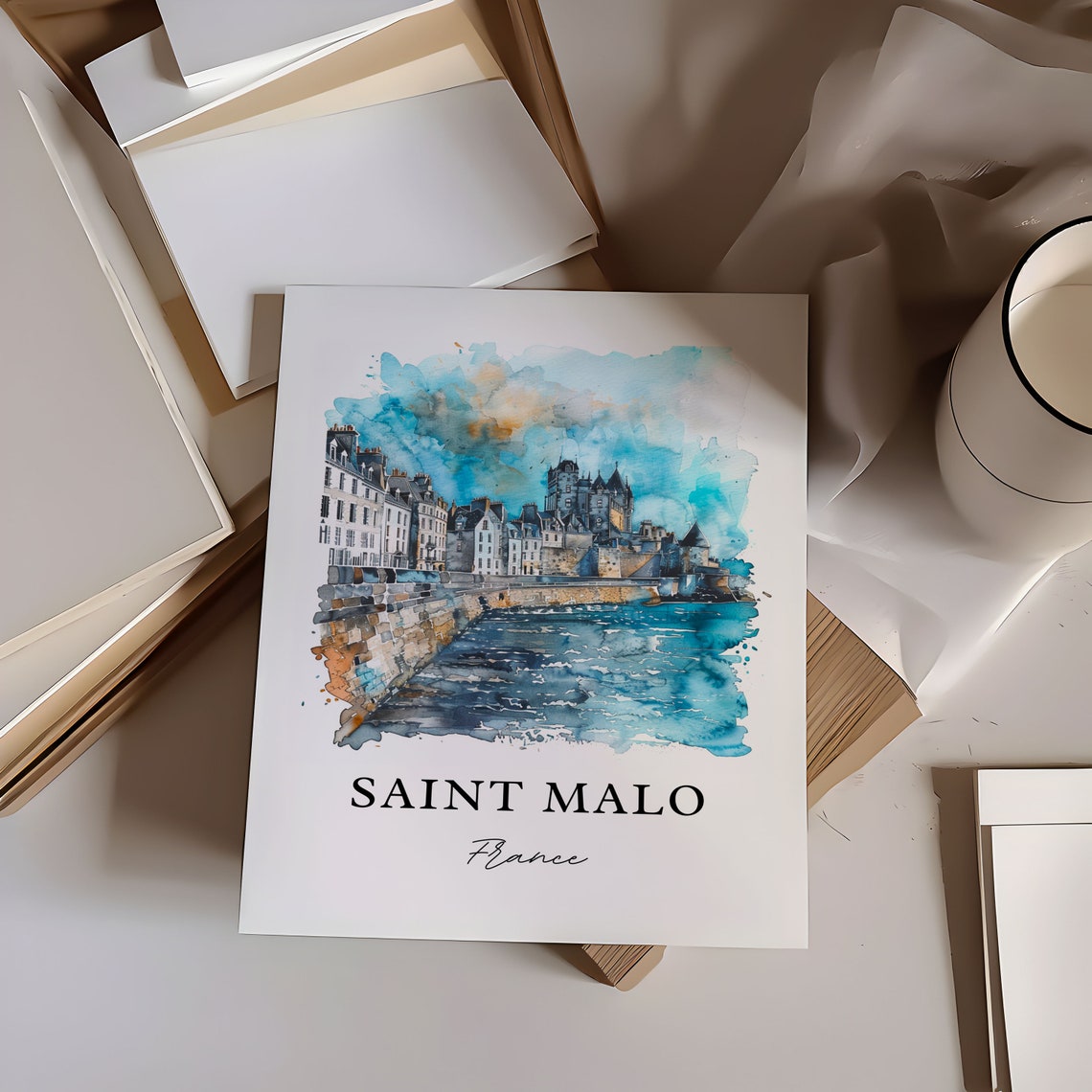 Saint Malo France Watercolor Travel Poster - Image 6