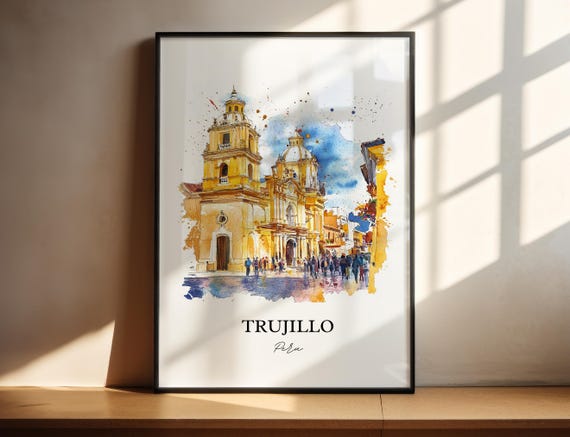 Trujillo Peru Wall Art Department Of La Libertad Watercolor Gift Travel Print Poster Housewarming