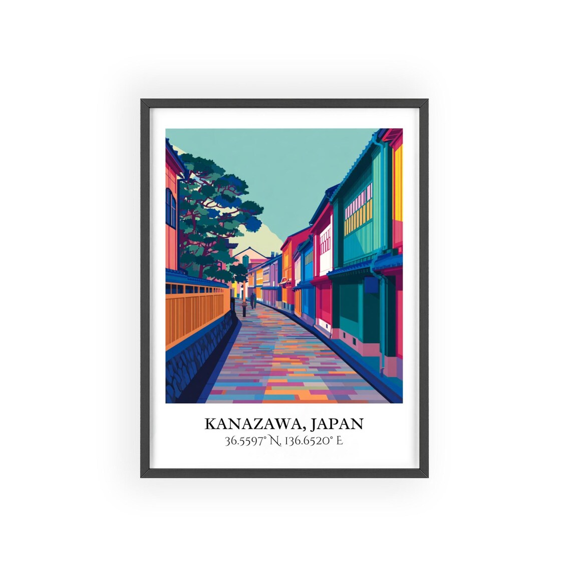 Kanazawa Japan Historic Old Town Lane Retro Travel Art Poster