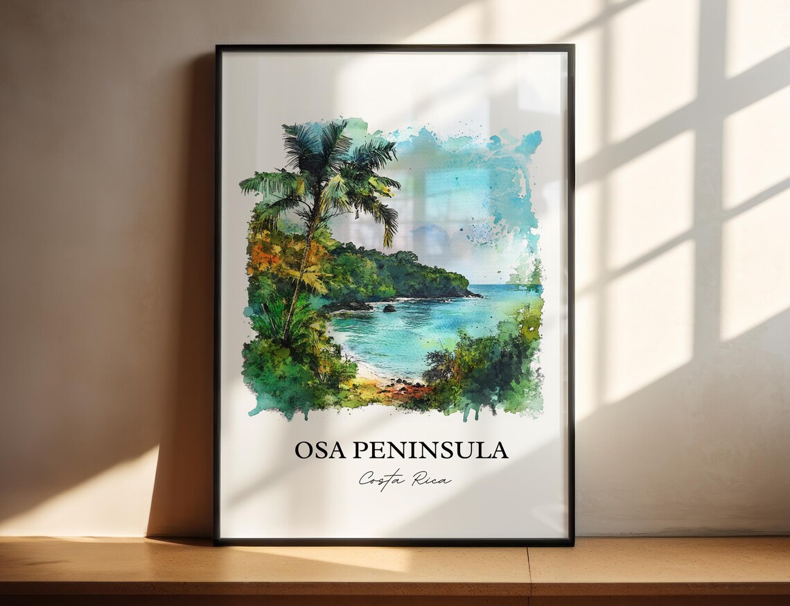 Osa Peninsula Costa Rica Wild Jungle Coast Watercolor Poster