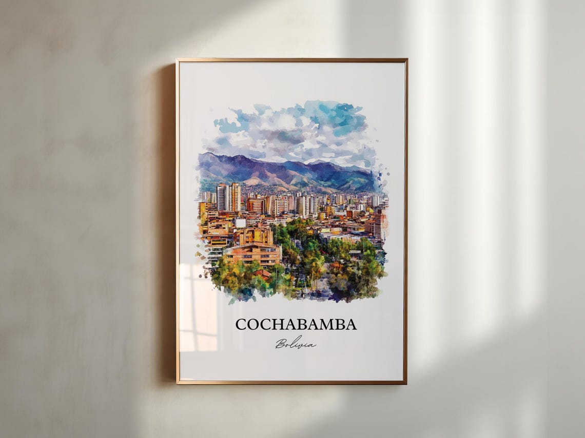 Cochabamba Wall Art Bolivia Print Watercolor Gift Travel Poster Housewarming - Image 4