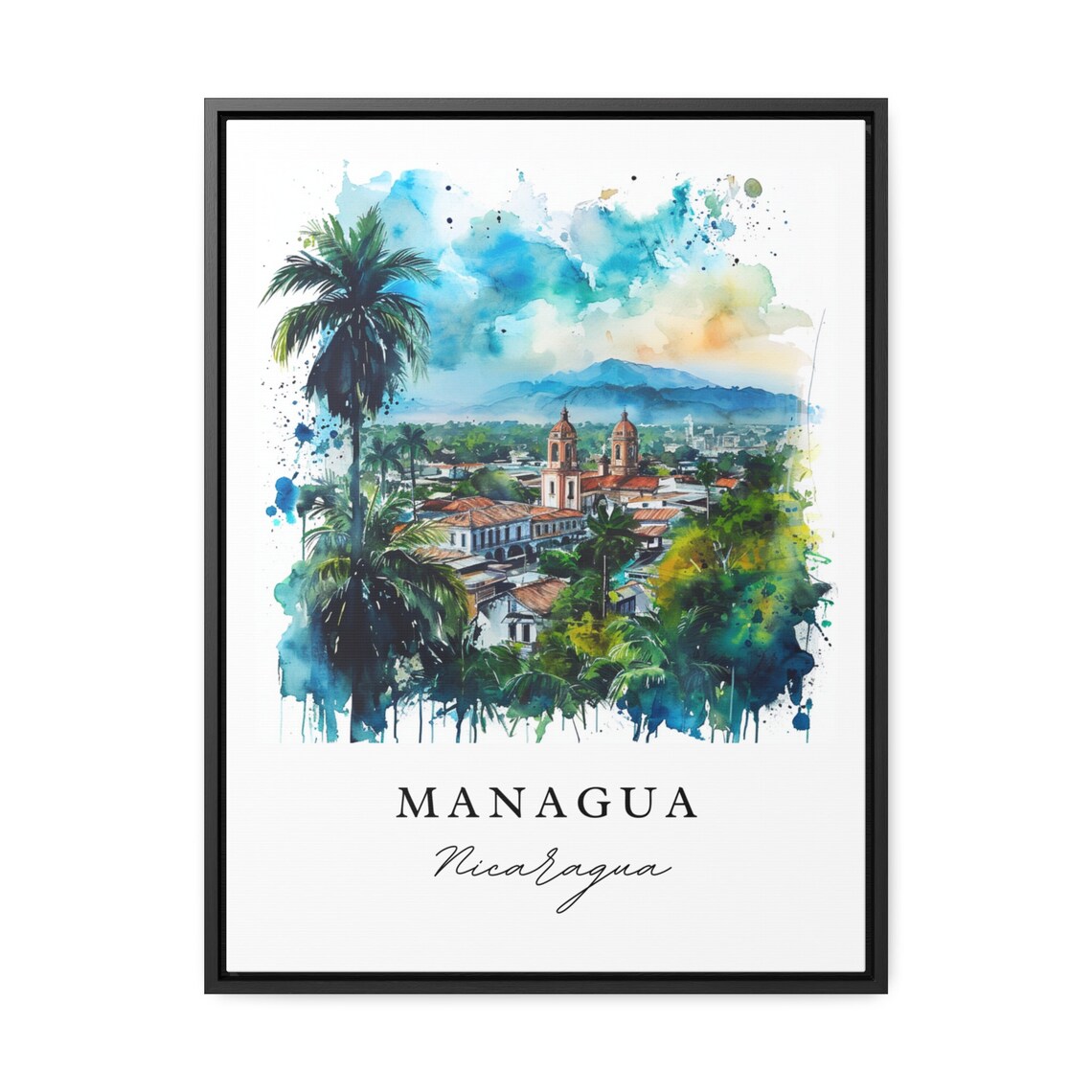 Managua Nicaragua Travel Poster, Custom Text Art Print - Image 3