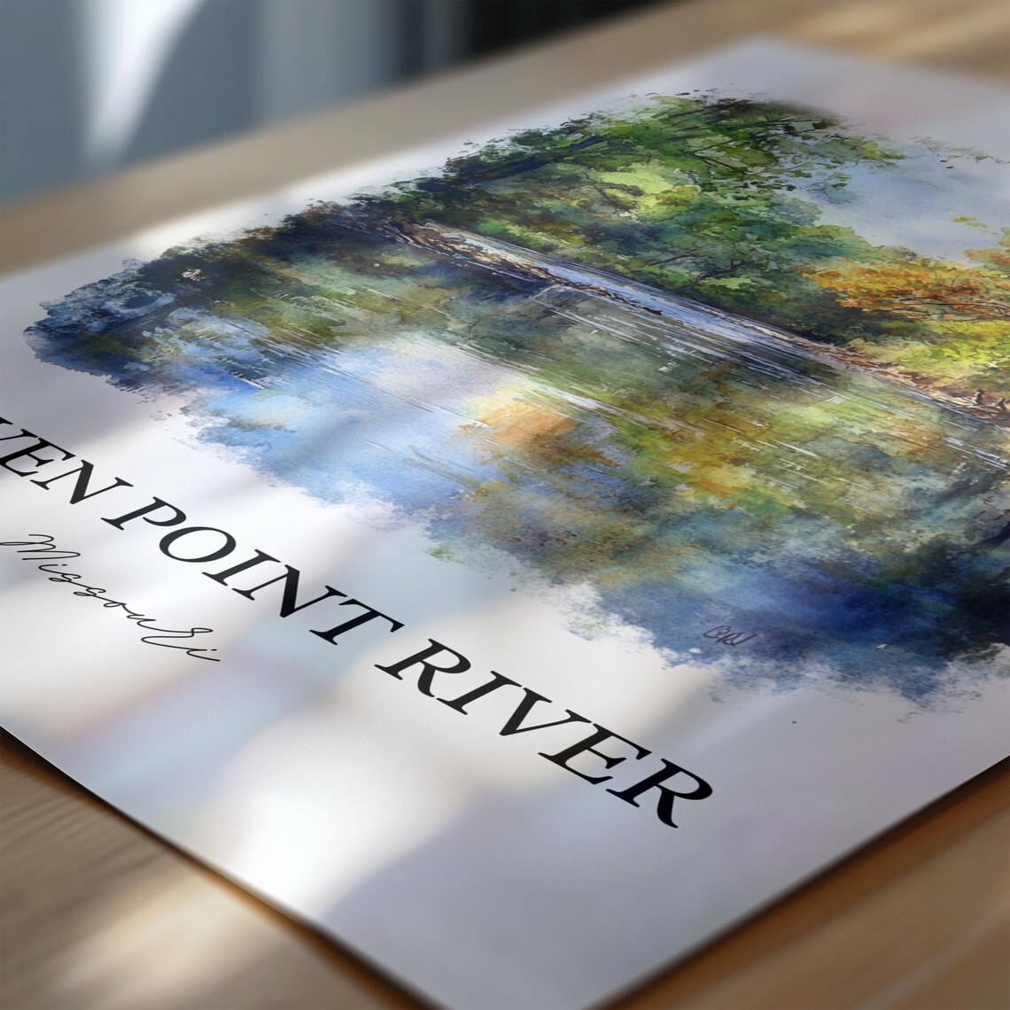 Eleven Point River Missouri Autumn Forest Watercolor River Poster - Image 6