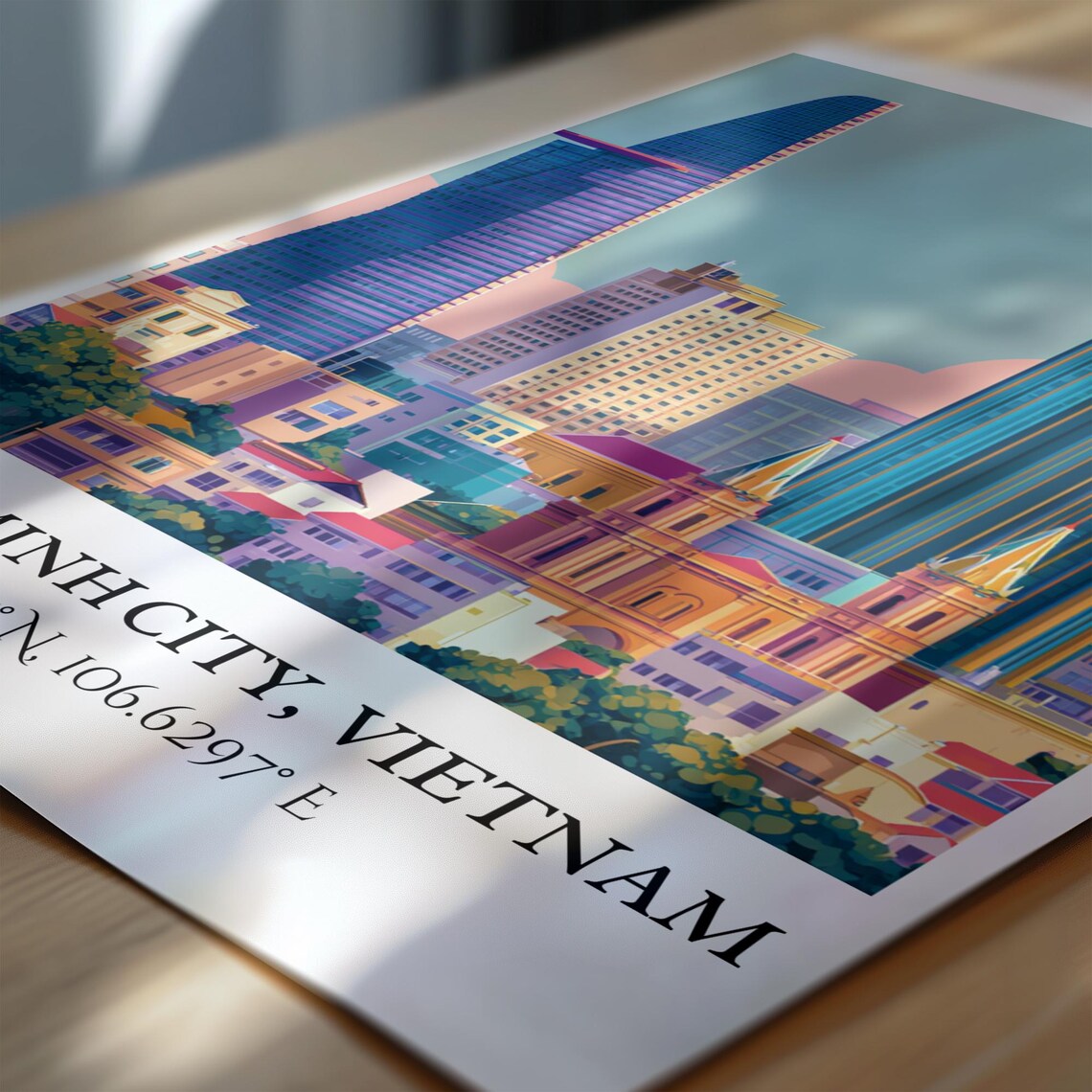 Ho Chi Minh City Vietnam Skyline Cathedral Spires Travel Art Poster - Image 6