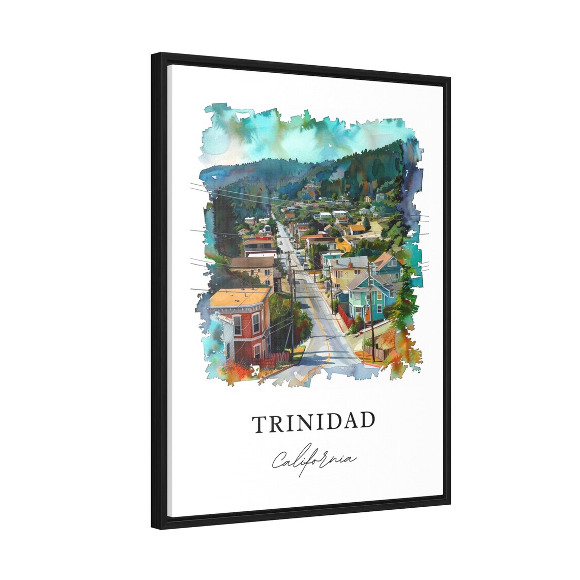 Trinidad California Coastal Town Hills Watercolor Travel Poster - Image 2