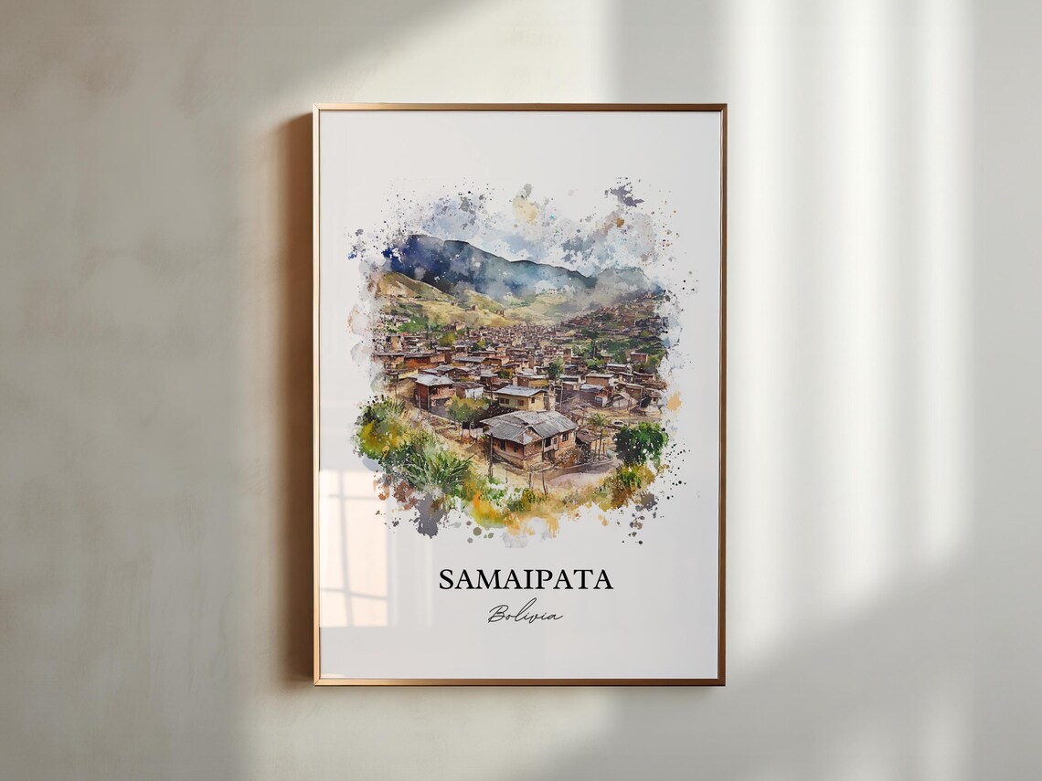 Samaipata Bolivia Watercolor Andean Hillside Village Travel Poster - Image 5