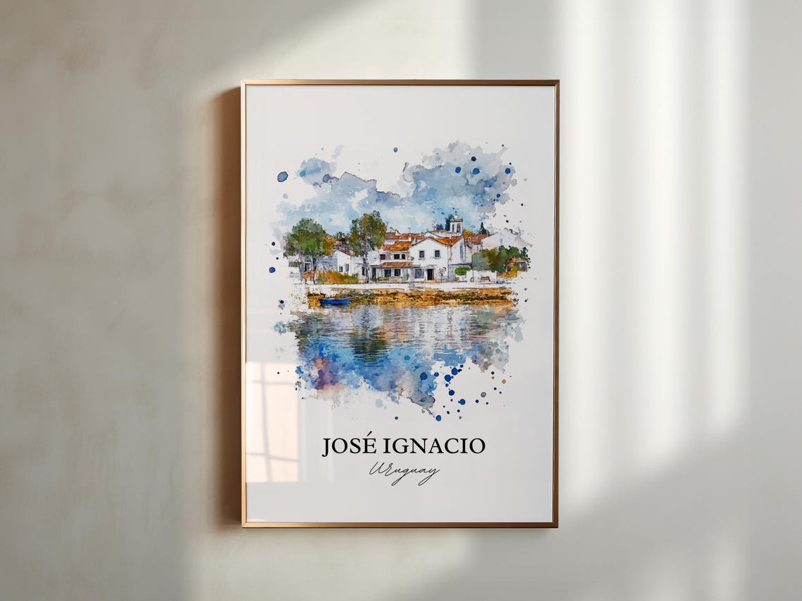 José Ignacio Uruguay Watercolor Coastal Village Beach Poster - Image 6