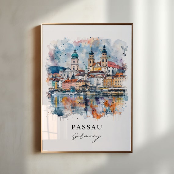 Passau Germany Travel Poster, Housewarming Gift