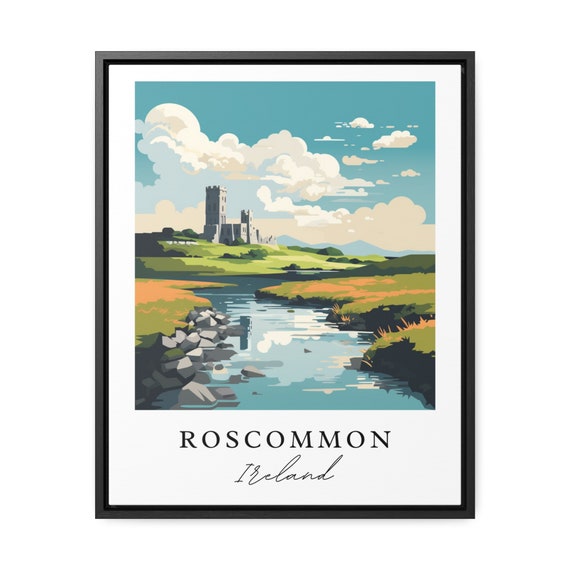 Roscommon Traditional Travel Poster, Ireland Art Print