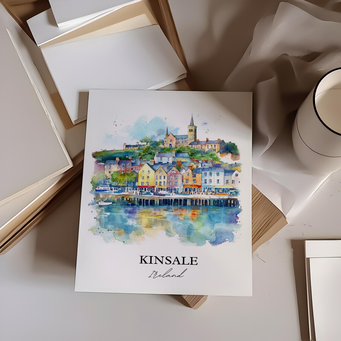 Kinsale Ireland Watercolor Colorful Harbor Town Historic View Poster - Image 4