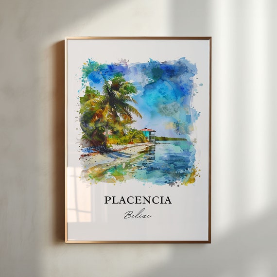Placencia Wall Art Placencia Belize Print Placencia Watercolor Placencia Belize Gift Travel Print Travel Poster Housewarming Gift