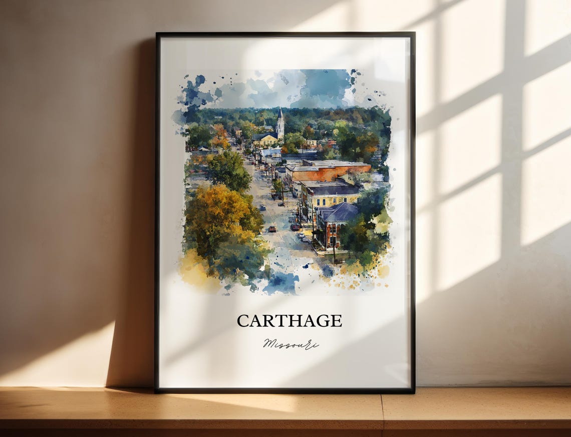 Carthage Missouri Aerial Downtown Church Steeple Fall Poster - Image 4