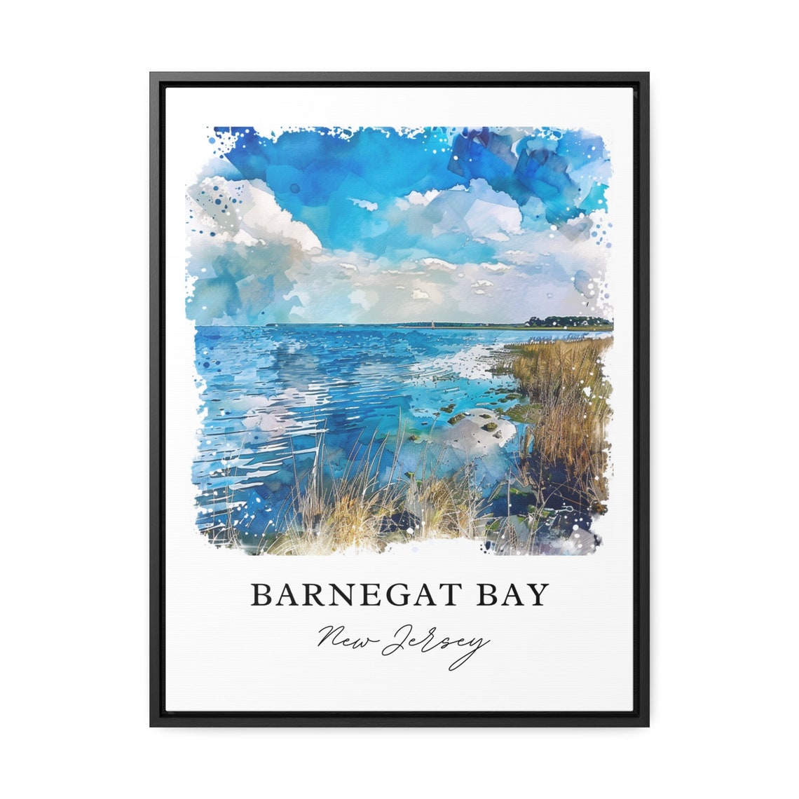 Barnegat Bay New Jersey Watercolor Coastal Bay Scene Art Poster - Image 3