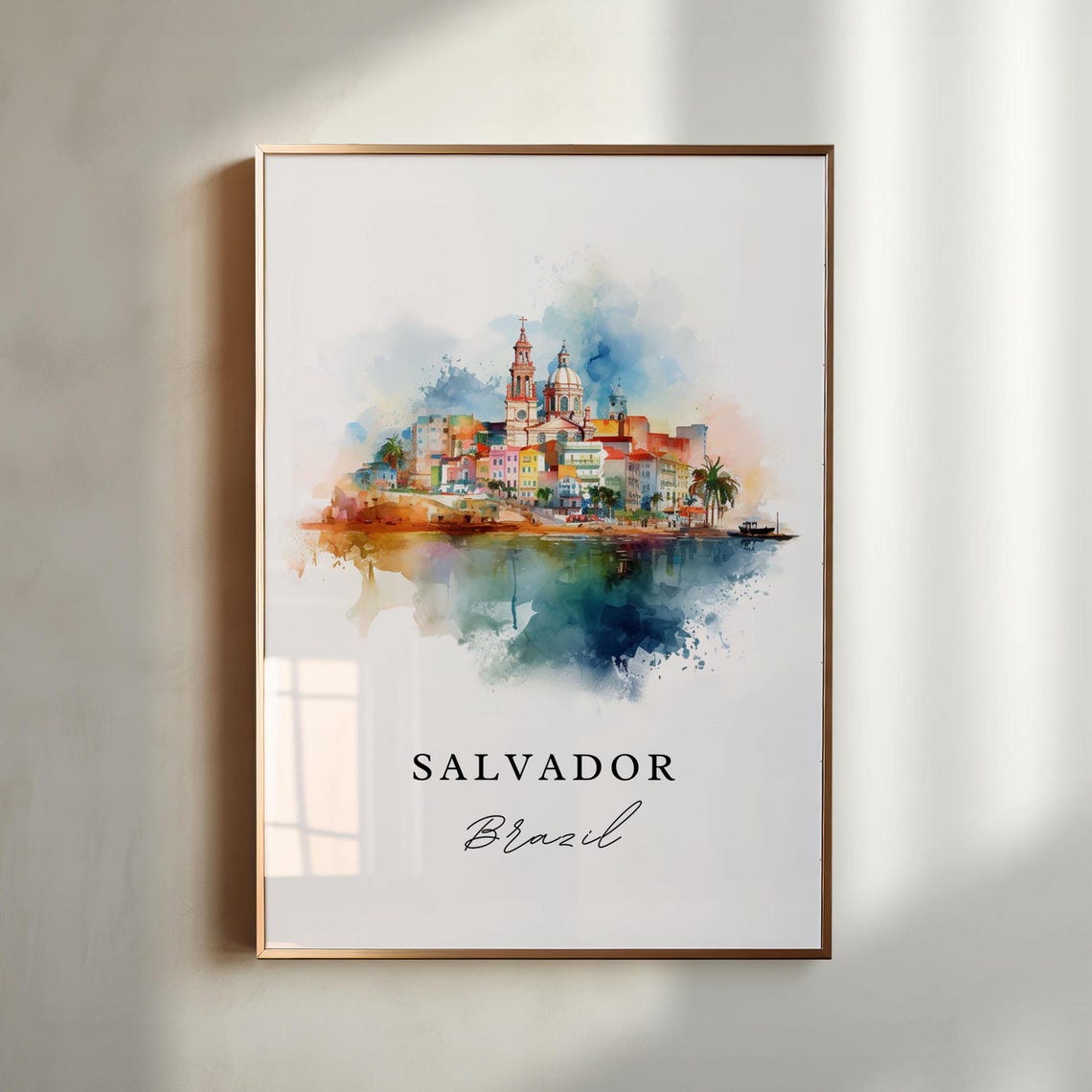 Salvador Brazil Wall Art Poster Brasilia Wedding Gift Birthday Present Custom Text Personalized