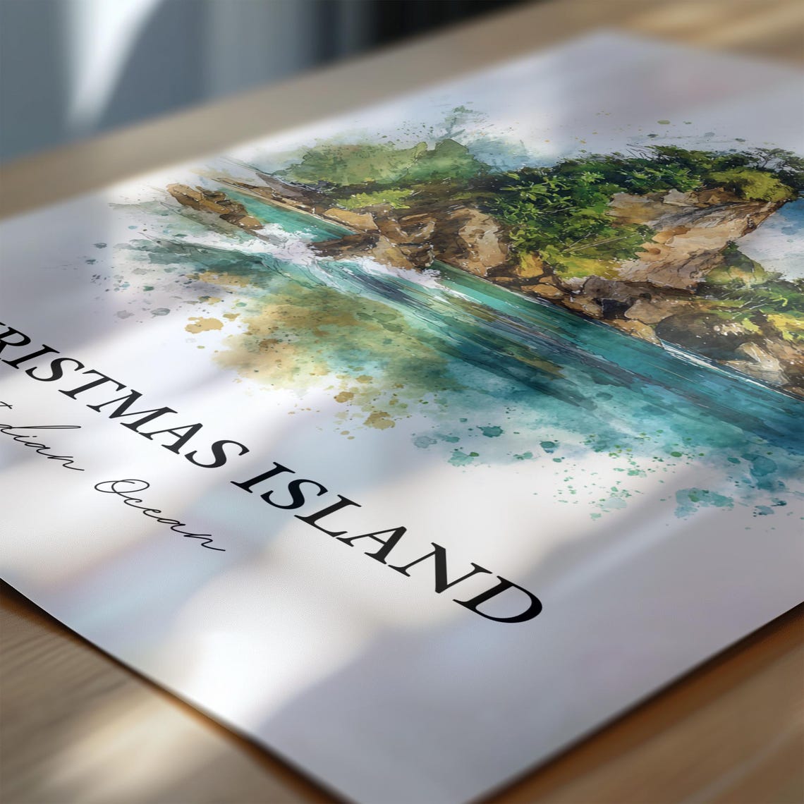 Christmas Island Indian Ocean Watercolor Island Landscape Poster - Image 6