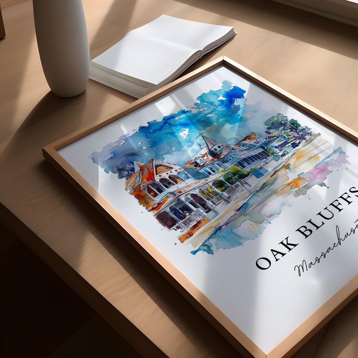 Oak Bluffs MA Watercolor Travel Poster Print - Image 5