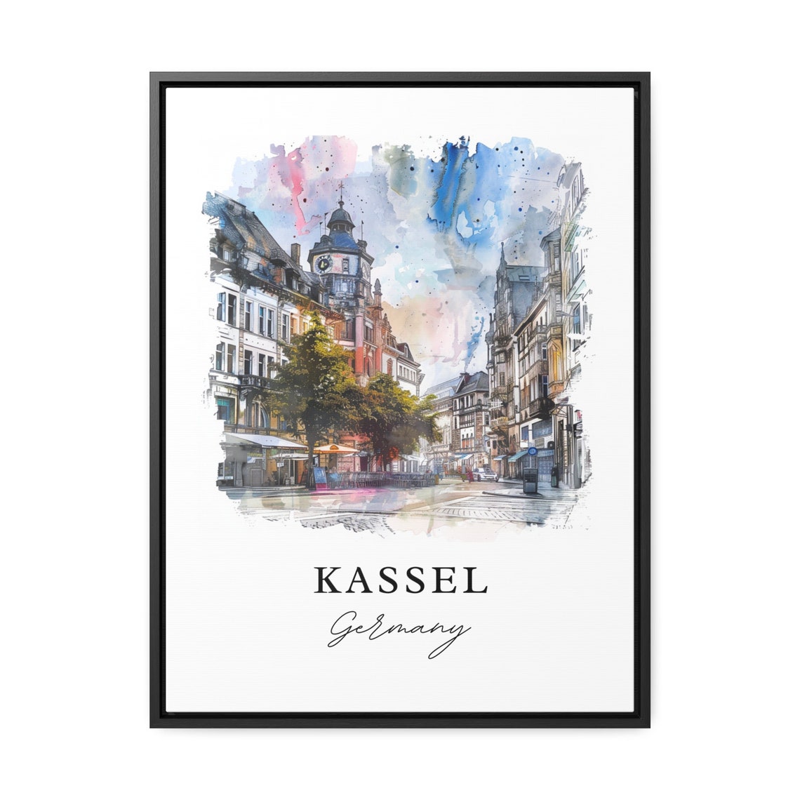 Kassel Germany Watercolor Old Town Street Architecture Art Poster - Image 3