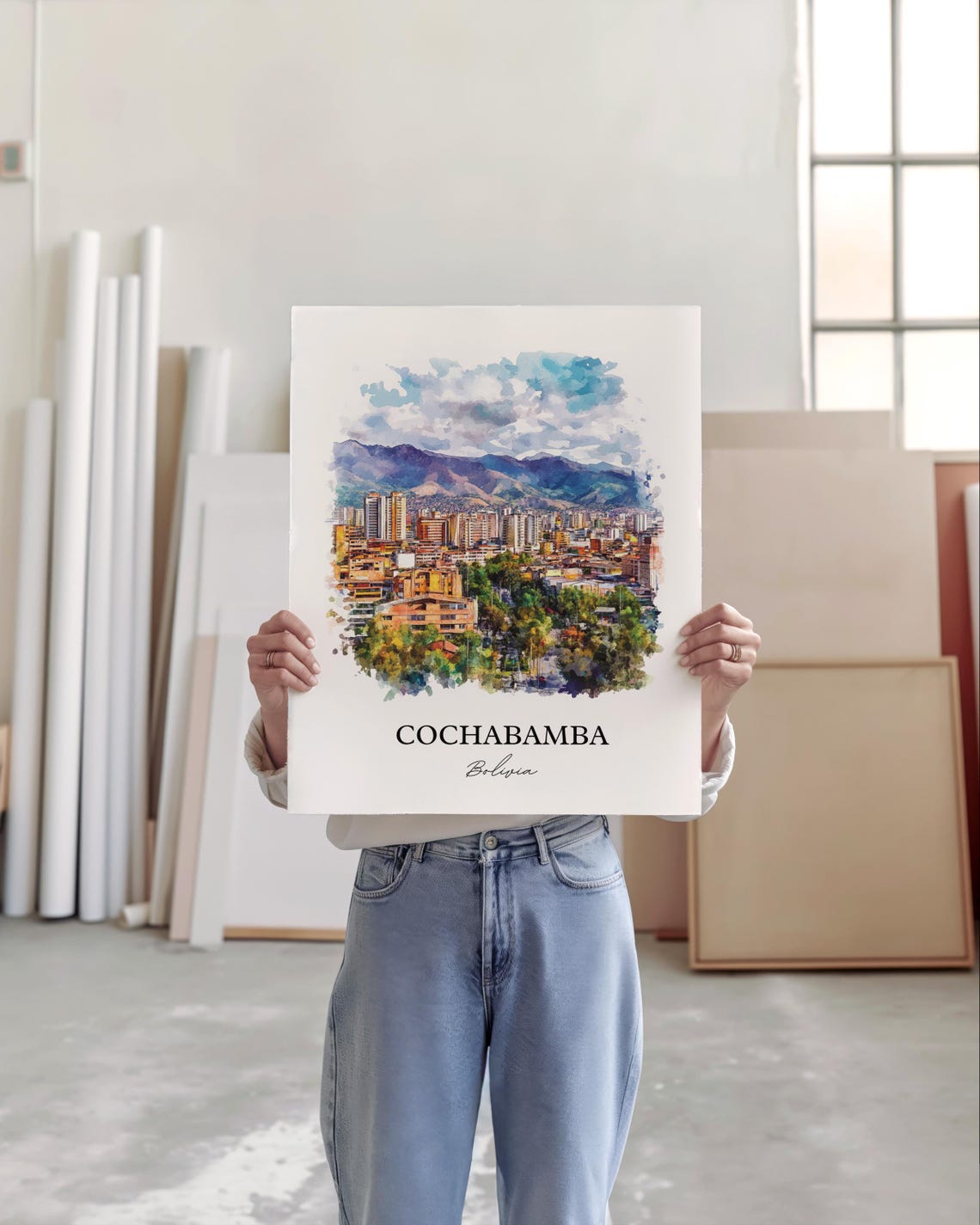 Cochabamba Wall Art Bolivia Print Watercolor Gift Travel Poster Housewarming - Image 2