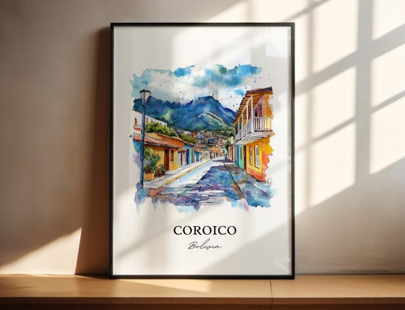 Coroico Wall Art Nor Yungas Province Print Bolivia Watercolor Gift Travel Poster Housewarming