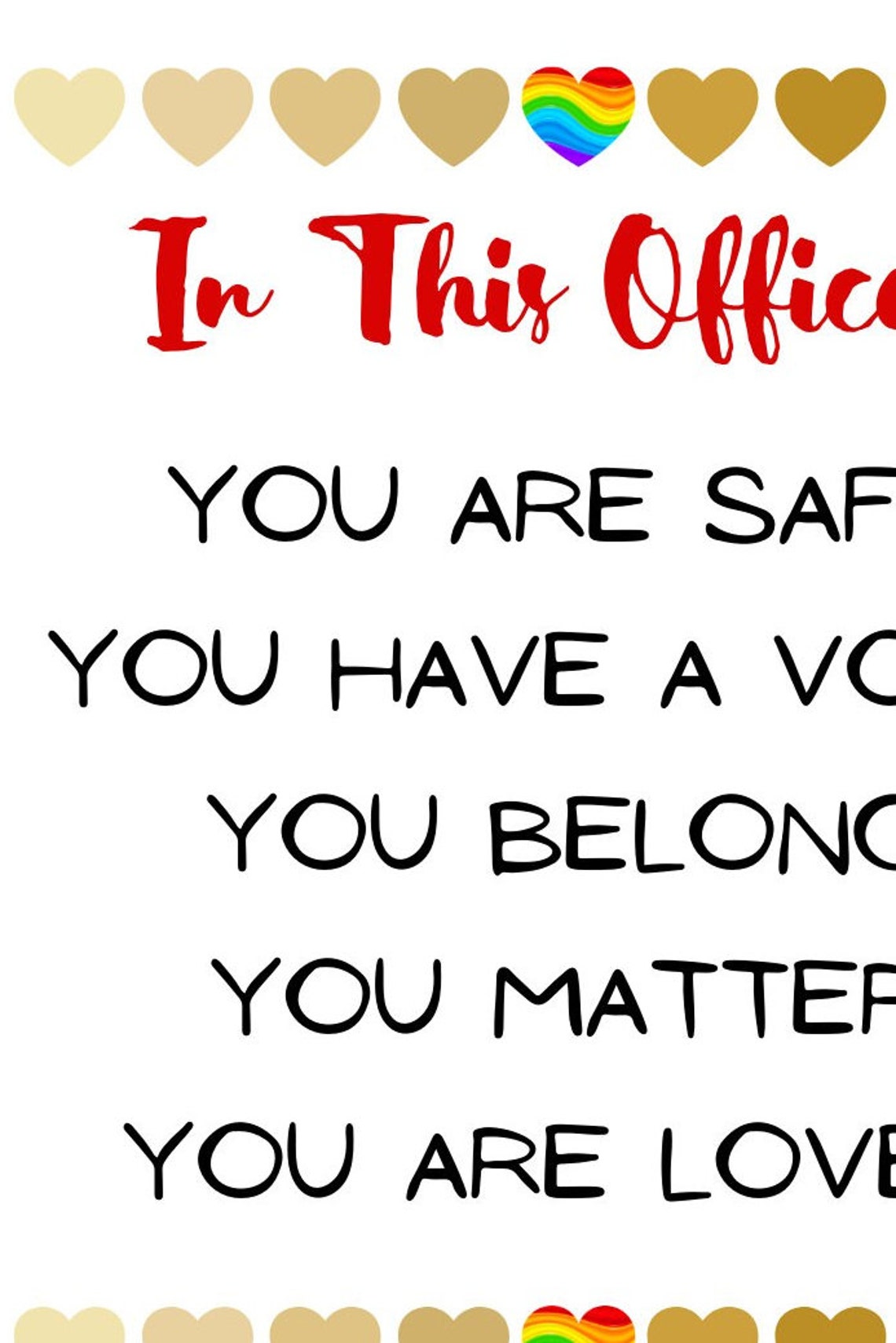 In This Office You Are Safe Beloved Affirmations Counselor Poster